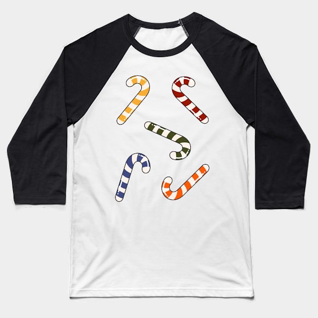 Black Candy Cane Baseball T-Shirt by panco